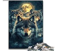 1000 Piece Jigsaw Puzzles for Teenagers Wolf Under The Moon, Educational Toys for Is Ideal As A Gift for The Whole Family for And 14 Years Old (Size 26x38cm)