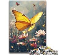 1000 Piece Jigsaw Puzzles for Teenagers Yellow Butterfly Oil Painting Adult Jigsaw,Decompressing Intellectual Educational Toy Perfect Decoration (50x75cm)