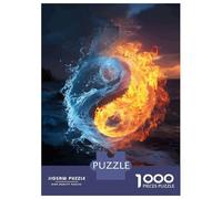 1000 Piece Jigsaw Puzzles for Teenagers Yin Yang Fire And Water Adult Jigsaw Puzzle Brain Teaser Game Difficult Challenge Unique Birthday And Gifts 52x38cm/1000pcs