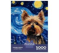 1000 Piece Jigsaw Puzzles for Teenagers Yorkshire Terrier Starry Jigsaw for Adults DIY Toys Pattern Assembly Help The Brain Exercise 52x38cm/1000pcs