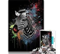 1000 Piece Jigsaw Puzzles for Teenagers Zebra Colourful 1000 Piece Puzzle,Artistic Wall Decor & Birthday Gift Idea for Friends, Home Office (size 75x50cm)