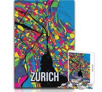 1000 Piece Jigsaw Puzzles for Teenagers Zurich City Map Pop Art Educational Games Precision Cutting Educational Toy Size 50x75cm