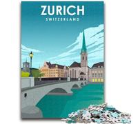 1000 Piece Jigsaw Puzzles for Teenagers Zurich Switzerland Art Puzzles for Teenagers,Challenging Game Gifts for Is Ideal As A Gift for The Whole Family (26x38cm)