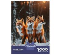 1000-piece Jigsaw Puzzles Foxes in Snowy Forest Adult Jigsaw Hands-on Game A Work of Art Unique Gifts for Birthday And Christmas 52x38cm/1000pcs