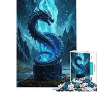 1000 Piece Jigsaw Puzzles Frostbound Wyrm - Icy Blue Dragon Sculpture in Glacial Nightscape Fun at Home Activities, Wall Decoration Practical Game for And 14 Years And over (38X52CM)
