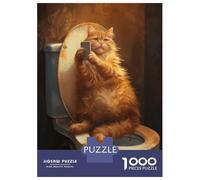 1000-piece Jigsaw Puzzles Funny Cat Taking A Selfie at Bathroom Adult Jigsaw Puzzle Toy Wall Decor A Work of Art Unique Gifts for Birthday And Christmas 70x50cm/1000pcs