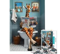 1000 Piece Jigsaw Puzzles Funny Giraffe Using Toilet Difficult And Challenge Difficult Hard Practical Game for And 14 Years And over (38X52cm)