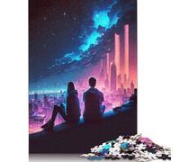 1000 Piece Jigsaw Puzzles Game Couple Stargazer City Puzzle for Adults Paper Puzzles Educational Game Challenge Toy As A 1000pcs (38x26cm)