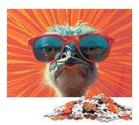 1000 Piece Jigsaw Puzzles Game Funny Ostrich with Glasses Paper Puzzles Educational Game Challenge Toy As A 38x26cm/1000pcs