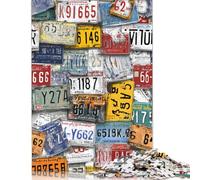 1000 Piece Jigsaw Puzzles Game License Plate Collage Wooden Puzzles Educational Game Challenge Toy As A 1000pcs (75x50cm)