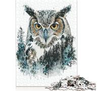 1000 Piece Jigsaw Puzzles Game Oil Paint Owl Portrait Wooden Puzzles Educational Game Challenge Toy As A 1000pcs (75x50cm)