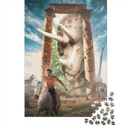1000 Piece Jigsaw Puzzles Game Prehistoric Portal Triceratops Paper Puzzles Educational Game Challenge Toy As A 38x26cm/1000pcs