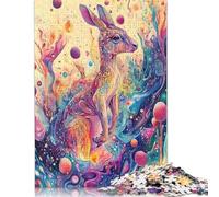 1000 Piece Jigsaw Puzzles Game Psychedelic Kangaroo with Bubbles - Dripping Color Fantasy Art Wooden Puzzles Educational Game Challenge Toy As A 1000pcs (75x50cm)