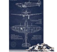 1000 Piece Jigsaw Puzzles Game Spitfire MkVb Blueprint Paper Puzzles Educational Game Challenge Toy As A 38x26cm/1000pcs