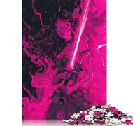 1000 Piece Jigsaw Puzzles Game Warrior Anime Demon Woman with Sword Wooden Puzzles Educational Game Challenge Toy As A 1000pcs (75x50cm)
