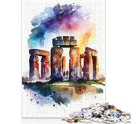 1000 Piece Jigsaw Puzzles Game Watercolor Stonehenge Wooden Puzzles Educational Game Challenge Toy As A 1000pcs (75x50cm)