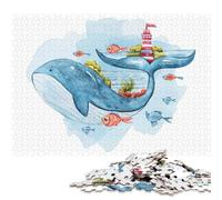 1000 Piece Jigsaw Puzzles Game Whale And Fishes Painted Paper Puzzles Educational Game Challenge Toy As A 38x26cm/1000pcs