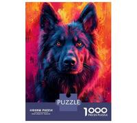1000-piece Jigsaw Puzzles German Shepherd Mix Pop Art Style Portrait Jigsaw Puzzle Anti-Stress Toys Wall Decoration Unique Gifts for Birthday And Christmas 52x38cm/1000pcs