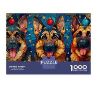 1000 Piece Jigsaw Puzzles- German Shepherd Stained Glass Jigsaw for Adults Brain Teaser Game Difficult Challenge Stress Reduction Gifts 70x50cm/1000pcs