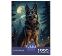1000 Piece Jigsaw Puzzles- German Shepherd Under Moonlight Adult Jigsaw Puzzle Relax Games Presents for Women Deal As Gifts for The Whole Family 52x38cm/1000pcs