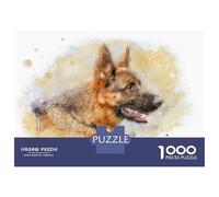 1000-piece Jigsaw Puzzles German Shepherd Watercolor Adult Jigsaw Puzzle Hands-on Game Difficult Challenge Parent-child Interaction 38x26cm/1000pcs