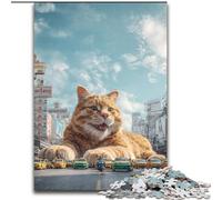 1000 Piece Jigsaw Puzzles Giant Orange Cat, Family Game Stress Reliever Difficult Challenge Enhance Love between Couples 26x38cm