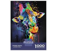 1000-piece Jigsaw Puzzles Giraffe Popart Painting Adult Jigsaw Puzzle Toy Wall Decor A Work of Art Unique Gifts for Birthday And Christmas 52x38cm/1000pcs