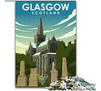 1000 Piece Jigsaw Puzzles Glasgow Scotland Art, for Ages 14 And over Each Piece Is Unique - Fun And Challenging Game for The Whole Family Good Gift 26x38cm