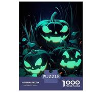 1000-piece Jigsaw Puzzles Glowing Jack-o-Lanterns Jigsaws for Adults Brain Teaser Game Improve Memory Unique Gifts for Birthday And Christmas 70x50cm/1000pcs