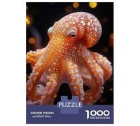 1000 Piece Jigsaw Puzzles- Glowing Orange Octopus Portrait Teenager Puzzles Brain Teaser Game Stress Reliever Deal As Gifts for The Whole Family 38x26cm/1000pcs