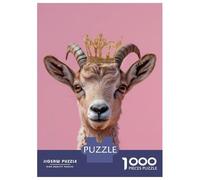 1000-piece Jigsaw Puzzles Goat Pastel Crown Adult Jigsaw Puzzle Toy Wall Decor A Work of Art Unique Gifts for Birthday And Christmas 52x38cm/1000pcs