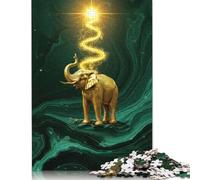 1000 Piece Jigsaw Puzzles Golden Elephant with Energy Beam Creative Square Paper Jigsaw Puzzles for Adults 38x26cm/1000pcs