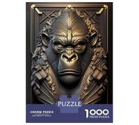 1000 Piece Jigsaw Puzzles- Golden Metal Gorilla Teenager Puzzles Brain Teaser Game Stress Reliever Deal As Gifts for The Whole Family 70x50cm/1000pcs