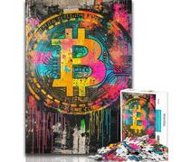1000 Piece Jigsaw Puzzles Graffiti Bitcoin Teenager Puzzles,Challenging Game Toys Wall Decoration Unique Birthday And Xmas Gifts (size 38x26cm)