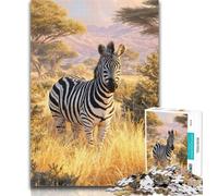 1000 Piece Jigsaw Puzzles Grassland Zebra 1000 Pieces for Teenagers,Educational Games Home Decoration Birthday Present, Gifts, Wall Art 50x75cm