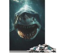 1000 Piece Jigsaw Puzzles Great White Shark Underwater Portrait Creative Square Paper Jigsaw Puzzles for Adults 38x26cm/1000pcs