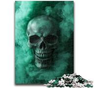 1000 Piece Jigsaw Puzzles Green Smoke Skull Suitable for Ages 14 And Up Intellectual Toy Game Educational Game for Birthday And Christmas 50x75cm
