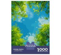 1000-piece Jigsaw Puzzles Green Trees And Blue Sky Jigsaw Puzzle Anti-Stress Toys Wall Decoration Unique Gifts for Birthday And Christmas 52x38cm/1000pcs
