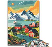 1000 Piece Jigsaw Puzzles Greenland Village Landscape Help The Brain Exercise Addictive Toys to Cultivate Patience Suitable for Couples (size 50x70cm)