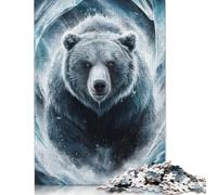 1000 Piece Jigsaw Puzzles Grizzly Bear Breaking Ice Jigsaw Puzzles for Adults Woodenboard Puzzles Challenging To Complete But Fun And Humorous 1000pcs (75x50cm)