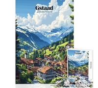 1000 Piece Jigsaw Puzzles- Gstaad Switzerland Mountain Village Brain Teaser Game Precision Cutting Home Decoration Toys Birthday And Unique Gifts (38X26CM)