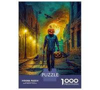 1000 Piece Jigsaw Puzzles- Halloween Pumpkin Head Man Jigsaw Puzzle Brain Teaser Game Wall Decoration Deal As Gifts for The Whole Family 70x50cm/1000pcs