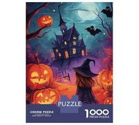 1000-piece Jigsaw Puzzles Halloween Witch And Haunted House Adult Jigsaw Puzzle Toy Wall Decor A Work of Art Unique Gifts for Birthday And Christmas 70x50cm/1000pcs