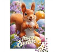 1000 Piece Jigsaw Puzzles- Happy Easter Squirrel Jigsaw for Adults Brain Teaser Game Difficult Challenge Stress Reduction Gifts 52x38cm/1000pcs