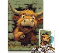 1000 Piece Jigsaw Puzzles Happy Highlands Cow Teenager Jigsaw,Challenging Game Gifts for Is Ideal As A Gift for The Whole Family (size 38x26cm)