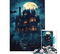 1000 Piece Jigsaw Puzzles- Haunted Mansion Halloween Difficult And Challenge Enhance Memory Home Decoration Toys for Ages 14 And over (38X26CM)