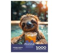 1000 Piece Jigsaw Puzzles- Have A Drink with A Sloth Teenager Puzzles Brain Teaser Game Stress Reliever Deal As Gifts for The Whole Family 52x38cm/1000pcs