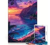 1000-piece Jigsaw Puzzles Hawaii Sunset Pixel Art Clean Fit Decor Logic Fun Toy Cozy Time Play Christmas Art Piece (50x75cm)