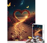 1000 Piece Jigsaw Puzzles Heart on The Beach Fun Peaceful Family Home Activity Heartwarming Festive Present Choice (50X75cm)