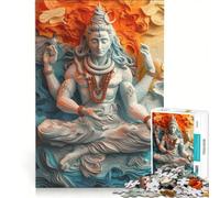 1000 Piece Jigsaw Puzzles Hinduism Shiva God Impossible Game Precision Cutting with Fully Interlocking Randomly Shaped Pieces 50x75cm